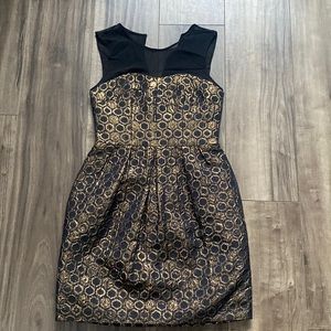 Club Monaco NWT metallic honeycomb dress with sheer top panel